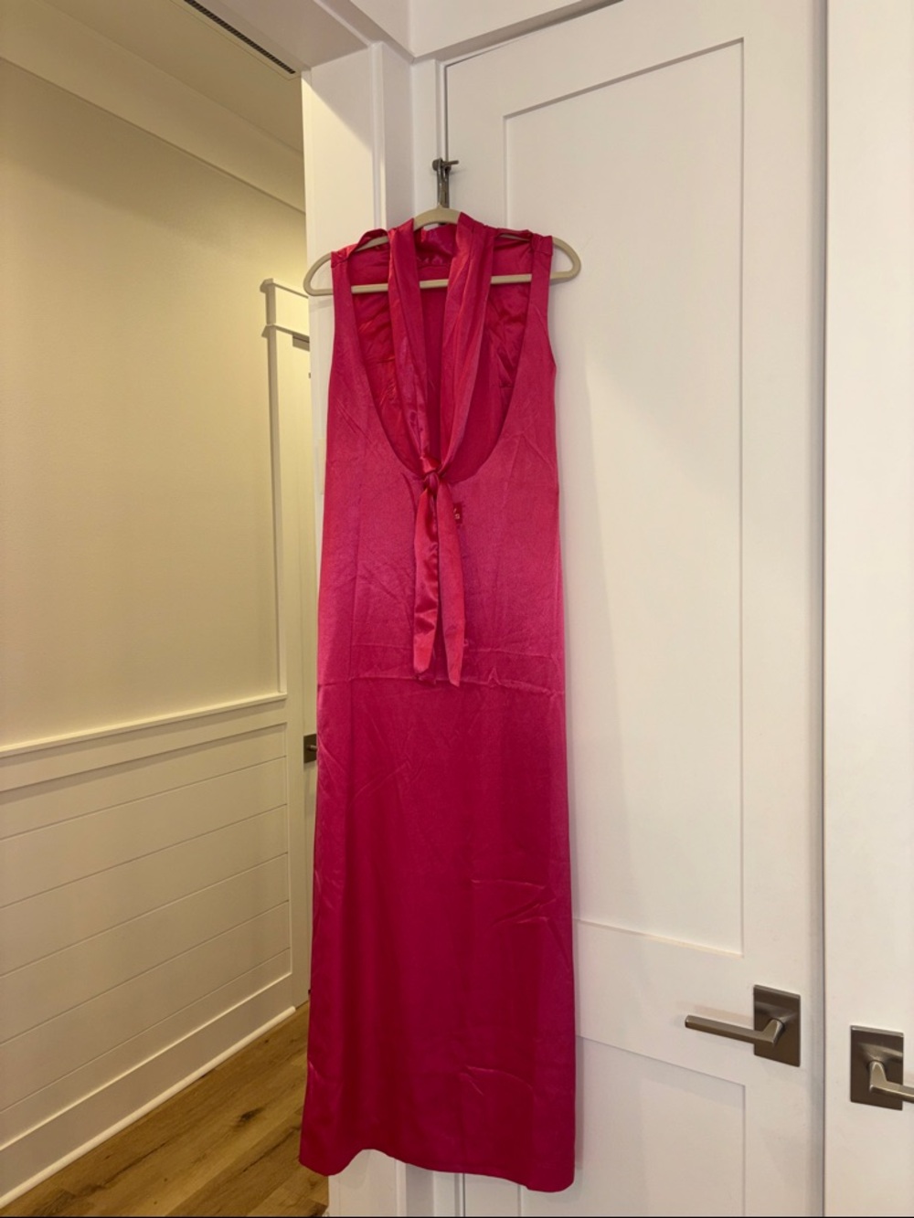 Daily Drills Pink Silky Maxi Dress Wedding Guest Formal Cocktail Party NWT XS - Picture 4 of 7